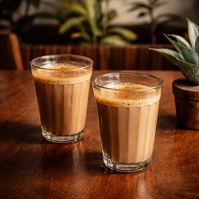 Two glasses of cutting chai