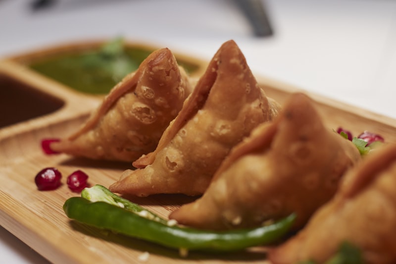 Golden fried samosas